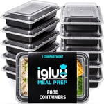 [10 Pack] 1 Compartment BPA Free Reusable Meal Prep Containers - Plastic Food St