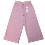 Monkee Genes W30 High Rise Skate Cropped Denim Jeans Pink Wide Leg Pockets BNWT