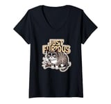 Womens JUST FURIOUS naughty angry cat in the tree having bad day V-Neck T-Shirt