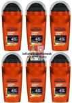 6 x L'Oreal Men Expert THERMIC RESIST Anti Perspirant Roll on Deodorant 50ml