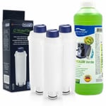 3 Water Filters Delonghi DLSC002 SER3017 and Descaler Replacement EcoDecalk