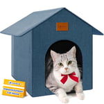 Maison pour Chat d'extérieur, abri pour Chat Sauvage, Maison extérieure imperméable pour Chat extérieur/intérieur, Maison isolée pour l'hiver avec Coussin Confortable, Facile à Assembler, Bleu Marine