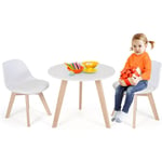 Ensemble de Table et 2 chaises pour Enfants, Table d'Activités Multifonctionnel, Table Ronde et Chaises Rembourrées, Pieds en Bois de Hêtre, pour