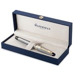 Waterman Expert Fountain Pen | Stainless Steel with 23k Gold Trim | Medium Nib | Gift Box