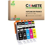 COMETE CONSOMMABLE 550 551 XL - Pack de 5 Cartouches d'encre compatibles avec CANON PGI-550 CLI-551 XL PGI550 CLI551 XL 550XL 551XL 2 Noir + 1 Cyan + 1 Magenta + 1 Jaune