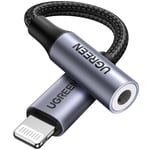 UGREEN Lightning till AUX 3,5 mm Adapter, 10 cm - Svart