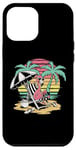 Coque pour iPhone 15 Plus Pink Flamingo Sunset Beach Chair Summer Vacation Palm Tree