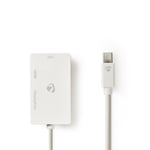 Nedis Mini Displayport-kabel | DisplayPort 1.2 | Mini DisplayPort Han | DisplayPort Hun / DVI-D 24+1-Pins Hun / HDMI ™ -inngang | 21.6 Gbps | Nikkel belagt | 0.20 m | Rund | PVC | Hvit | Plastpose