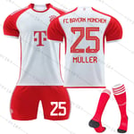 23/24 Ny säsong Hem FC Bayern Munich MULLER Nr 25 Barn Jersey-paket Barn-26