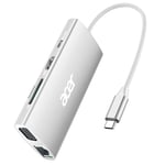 acer Hub USB C 9en1, Station d'accueil avec HDMI 4K@30Hz, Ethernet, 3*USB 3.0, PD 100W, Lecteur de Carte SD/TF, Adaptateur USB C vers VGA Compatible avec MacBook, acer, Surface etc.