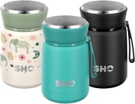 SHO Food Flask - Vacuum Insulated, Double Walled Stainless Steel 530ml, Aqua