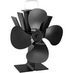 Wiltec - Ventilateur de poêle Bois 4 Pales 70-350°C Autoalimentation thermique par Chaleur Sans courant - schwarz