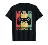 Gamer Level 50 Complete 50th Birthday Party fifty years fun T-Shirt