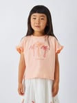 John Lewis Embroidered Palm Trees Paradise Beach T-Shirt, Peach Parfait