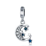 Lily Jewellery Sparkling Sky Lune et étoile clair CZ Pendentif en argent sterling 925 pour bracelet Pandora européenne Bracelet à breloques