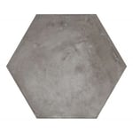 Carrelage sol / mur hexagonal effet ciment vieilli gris 25x21,6 cm TERRA ANTRACITE HEXAGONAL