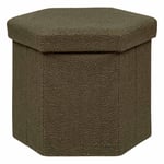 Pouf Coffre Pliable Bouclette "Jaiko" 46cm Kaki