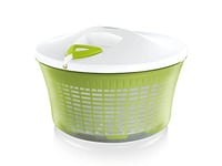 Leifheit Essoreuse à salade 5,5 l en plastique ComfortLine, mécanisme d'essorage à cordon innovant, utilisable comme saladier ou passoire, blanc et vert