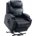 Fauteuil releveur électrique fauteuil de relaxation inclinable repose-pied relevable grand confort télécommande revêtement synthétique noir