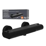 EISL Carneo 1330090B Robinet de baignoire avec réglage thermostatique en noir mat, bec cascade, verrouillage de sécurité à 38 °C, mitigeur pour baignoire, noir mat