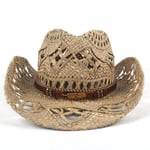 Muoti Naiset Maalaus Ontto Länsi Cowboy Hattu Lady Straw Sombrero Hombre Straw Cowgirl Jazz Aurinkolakit Koko 56 58cm