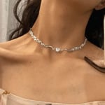 Ängelhjärta Ving Halsband Silver Rhinestone Halsband Diamant Smycken Kedja för Kvinnor Flickor