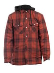 Dickies Mens Fleece Hood Flannel Shirt Jacket - Red, Red, Size M, Men