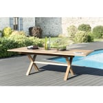 Harris - Table de jardin 8/10 personnes - rectangulaire pieds croisés extensible 180/240x100 cm en bois Teck - Marron