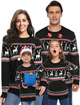 Wayleb Pull Noël Famille Pull Noël Homme Hiver Chaud Col Rond Pullover Noël Tricoté Élastique Couples Pulls Pull Homme Femme Enfants Doux Confortable