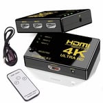 New 3 Way Active HDMI Splitter Switcher Adapter Switch TV DVD Remote 1077