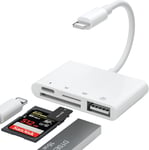 Adaptateur Pour Lecteur De Carte Sd, Appareil Photo Usb 4 En 1 + Sd/Tf Séparateur Charge, Compatible Avec Phone 13/12/11/X/8/8Plus/7Plus/Pad,Pod, Support Ios 15