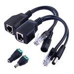 GeeekPi 1Pair Passive Power over Ethernet RJ45 PoE Adapter Injector + Splitter Cable Kit with 2.1x 5.5mm DC Power Adaptor Connector