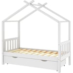 Cadre de lit enfant avec tiroir blanc pin massif 80x160 cm