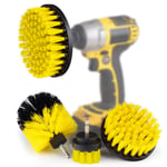 4 Pcs Drill Brush Scrub Brush Electric Drill Attachment Power Scrubber Cleaning Kit, for Cleaning Bathroom,Pool Tile,Flooring,Brick,Ceramic,Marble,Car & Grout All Purpose Drill Scrub Brush (Yellow)