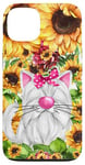 Coque pour iPhone 13 White Cat Watercolor Graphic For Cat Mom Sunflower Floral