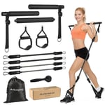 AGPTEK Resistance Bands Pilates Bar med 4 elastiska motståndsband 20/40lbs eller 30/40lbs för Fitness Yoga Squat