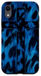 Coque pour iPhone XR Coque de téléphone imprimé animal bleu avec verset religieux croix