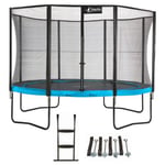 Trampoline de jardin rond 430 cm + filet de sécurité + échelle + kit ancrage  PUNCHI Bleu 430