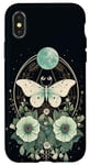 Coque pour iPhone X/XS Esthétique Sorcière Luna Moth Fleur Floral Papillon Lune