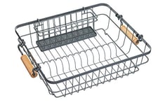 KitchenCraft Living Nostalgia Wire Dish Rack with Cutlery Drainer, 47 x 36 cm (18.5" x 14") - Grey