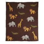 Rice - Knitted Baby Blanket with Animals and 3D Details - Chocolate Brown