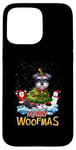 Coque pour iPhone 15 Pro Max Schnauzer miniature Merry Christmas Tree Lights Dog X-Mas