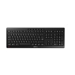 CHERRY STREAM KEYBOARD WIRELESS, Cordless Keyboard, French Layout (AZERTY), 2.4 GHz RF, Quiet Keys, Flat Design, Battery-Operated, Black