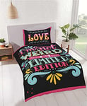 Rapport Home Single Bedding for Girls - 2 piece Black Cute Duvet Cover Set