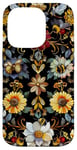 Coque pour iPhone 14 Pro Beau motif abeilles et fleurs noires