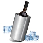 AiQInu 1.6L Refroidisseur de Bouteille, Seau à Vin Acier Inoxydable Double Paroi, Ø 12 cm, Hauteur 19 cm, Facile à Nettoyer, Convient à la Plupart des Bouteilles de Vin- Vin Blanc et Rosé