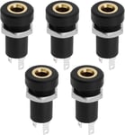 5 Pièces Prise Jack Audio 3.5Mm Connecteur De Prise Stéréo À 3 Pôles Connecteur De Prise Casque Panneau À Souder Stéréo Noir Avec Écrou