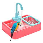 Onlyonehere Bird Bath Tub Bowl Hanging Birdbath Toy Pet Parrot Budgie Parakeet Cockatiel Cage Water Shower Food Feeder (Pink)
