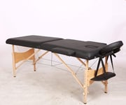 FTFTO Home Accessories Massage Table for Salon Treatment Foldable Wooden Beauty Sofa Headrest Support Travel Bag Black 2 sections