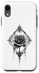 Coque pour iPhone XR Rose noire avec cadre - Gothique